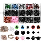 Huahuanghui 560PCS Puppenaugen Teddyaugen und Teddynas，Puppen Sicherheitsaugen und Sicherheitsnasen，Verschiedene Größen von Augen und Nase，Plüschtier und Teddybär BastelnDIY