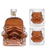 AUTITOR Transparent Creative Whisky Dekanter, Whisky Karaffe, für Whisky, Wodka und Wein, 1 * Stormtrooper Flasche (750 ml) & Stormtrooper 2 Gläser (8,5 x 9,5 x 9 cm)