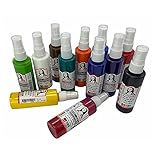 Textil-Sprühfarbe Stoffmalfarben Textilmalfarben Stofffarbe Tie-Dye T-Shirt Farbe Batikfarbe in Sprühflaschen, Wasserfest (12 Farben x 70 ml)