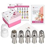 Wenburg Spritztüllen Set mit 10 großen Garniertüllen (inkl. 1 Baiser-Spritztülle). Für Tortendekoration (Set Extra)