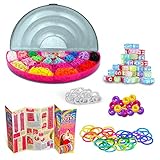 CRAZE Loops MEGA Rainbow 1800+ Box Silikonringe Letter Beads Knüpfringe inkl. Perlen Alu Häkelnadel und viel Zubehör 20845