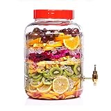 FEXINT 5L ~ 25L Getränkespender | Einmachglas Getränkespender | mit Kupferzapfen Und Deckel | Runde | Saft, Bier, Punsch, Eistee, Kaltes Getränk JJJJjjjj (Color : 25L, Size : Copper Spigot)