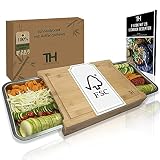 Thiru Premium Bambus Schneidebrett mit Auffangschale | FSC zertifiziert | inkl. Rezepte | extra tiefe Auffangschalen (FSC Bambus, mit Auffangschalen)