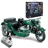 KOAEY WW2 Militär Motorrad Baustein, 629 Klemmbausteine 2.4G Fernbedienung Adventure Motorrad Modell für Erwachsene, Kinder Kompatibel mit Lego Technik