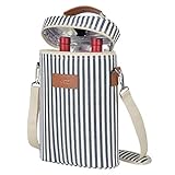 Kato Tirrinia Kühltasche für 2 Flaschen- Flaschenträger für Wein & Bier, gepolsterte 2 weinkühltasche mit isoliert,Griff & Schultergurt, Flaschenkorb für Reise, Picknick, Party