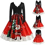 IFOUNDYOU Damen Vintage 50Er Cap Sleeves Rockabilly Retro Kleider Hepburn Stil Partykleid Elegant Herbst Winter Lang