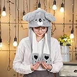 Guijiyi Niedliche Tiermütze Plüsch Hut Sehr Interessant ist, DASS Das Ohr Sich Bewegen Kann, mit Airbag-Kappe, Plüschtier, Geschenk für Kinder und Erwachsene, Party-R