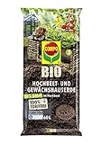 COMPO BIO Hochbeet- und Gewächshauserde, Zur Verwendung als 3. Schicht im Hochbeet, Torffrei, 60 L