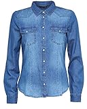 ONLY, Damen Regular Fit Hemd, Onlalwaysrock It Fit L/s Shirt Wvn Noos, Blau (Dark Blue Denim), Gr. DE: 36 (Herstellergröße: 36)