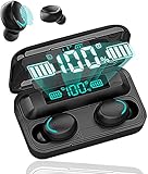 Bluetooth Kopfhörer, Wireless Kopfhörer 5.0 mit 140 Stunden Akkulaufzeit, In Ear Earbuds Earphones IP7 wasserdicht, Bassverstärkung, Bluetooth Sport Kopfhörer mit HD Mikrofon, LED-Display