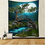 YYRAIN Nordic Wald Wandteppich Landschaft Landschaft Hängendes Tuch Kinderzimmer Wandaufkleber Wohnzimmer Schlafzimmer Dekoration Tuch Geschenk Wandteppiche 150x130cm Q