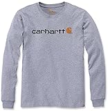 Carhartt Herren Long-Sleeve Workwear Signature Graphic Core Logo T-Shirt, Heather Grey, 2XL