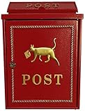 NC Abschließbarer Briefkasten zur Wandmontage An der Wand befestigter Gemeinschaftshausbriefkasten Antiker europäischer Aluminiumlegierungskasten Paketkasten Drop Box (Rot)