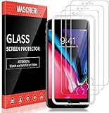 MASCHERI [3 Stück Panzerglas Kompatibel mit iPhone 7/8 Panzerglas, [Ausgestattet mit einem Einbaurahmen], HD Klar Displayschutzfolie, [Blasenfrei] [2.5D Rand]