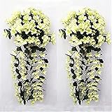 HTTIB Hängende Körbe künstliche Blumen Orchidee Bündel 2pack künstliche Lange hängende Busch Blumen stränge gefälschte Seide Orchidee bündel für Urlaub Hochzeit Home Party dekor (Color : Green)