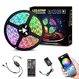 Nigecue 5M Bluetooth LED Strip, 5050SMD RGB Led Streifen Steuerbar via App, LED Band Dimmbar, 40-Tasten Fernbedienung und Steuerbox, Sync mit Musik, 16 Millionen Farben, T