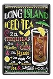 Blechschild Zutaten Rezept Anleitung Long Island Ice Iced Tea - Retro Deko Schild - Metallschild Cocktail Longdrink - Dekoration Küche Beach Bar Lounge - Geschenk Beilage für Cocktail Set - 20x30