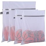 Extra großer, strapazierfähiger Netz-Wäschesack-4er-Pack (2 XL + 2 L) 125 g/m² Netzgewebe Strapazierfähige und wiederverwendbare Waschbeutel, Reise-Organisationstasche für Kleidung, Jeans etc. (Weiß)