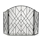 Kaminbildschirm Indoor Kamin Screen 3 Panel-Zinn-Schmiedeeisen Großbild Outdoor-Metall-dekorative Ineinander greifen-Abdeckung Solideer Baby Safe Proof Kamin Zaun Blatt Design Stahlfunk