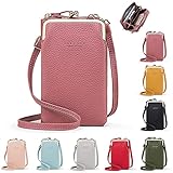 Frauen Kleine Geldbörsen Schultertasche Handy Umhängetasche Leder Langlebige Vintage Solid Color Handtasche mit Abnehmbar Schultergurt (Grün)