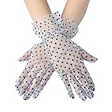 NC 1 Pairs Women Lace Glove Polka Dot Lace Gloves Gloves Wrist Length Floral Gloves for Women Girls Wedding Halloween Party Short Lace G