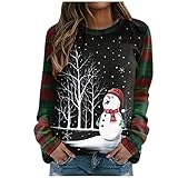 Weihnachten Damen Herbst Pullover t-Shirts Oversize Damen hemdbluse schwarz Longbluse schwarz Bluse mit reißverschluss schwangerschaftskleidung brauner Pullover Huddy D