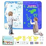 Barley Direct Aqua Magic Doodle Matte,120cm*90cm Wasser Malmatte, Malteppich Leuchtet Dunkeln, Keine Unordnung Water Drawing Mat Lernspielzeug Geschenk Für Jungen Und Mädchen Wiederverwendb