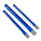 S&R Meißel, Handmeissel, 3-teiliges Set, aus Chrom-Vanadium Stahl, Flachmeißel geschmiedet und g