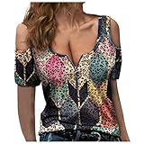 Lässiges Oberteil, Hemd, Bluse, Damen, bedruckt, Reißverschluss, genäht, Leopardenmuster, ärmellos, elegante Oberteile, Basic Longgline Shirts, Größe 36-48, Pink#3, XL