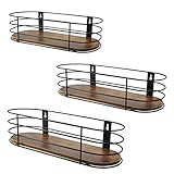 Amazon Brand - Umi Wandregal Schweberegal mit rustikalem Holzbrett und Metallgitter für Wohnzimmer, Badezimmer und Küchen, 3er S