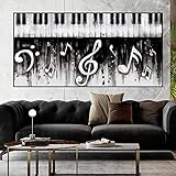 Schwarz und weiß Bild Leinwand Malerei Musik Klavier Tastatur Wandkunstdrucke Moderne Poster Für Wohnzimmer Wohnkultur 35x71 Zoll (90x180 cm) R