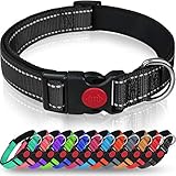 Taglory Hundehalsband, Weich Gepolstertes Neopren Nylon Hunde Halsband für Mittlere Hunde, Verstellbare und Reflektierend für das Training, Schw