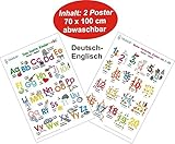 Das bunte Kinder-ABC + Meine tierischen Zahlen von 1-20 Deutsch/Englisch: 2 Lernposter 70 x 100 cm, gerollt, abwaschbar + UV-Lack beschichtet: 2 Lernposter, gerollt, abwaschbar + UV-Lack b