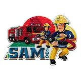 Feuerwehrmann Sam © Sam Jupiter Feuerwehrwagen Feuer löschen - Aufnäher, Bügelbild, Aufbügler, Applikationen, Patches, Flicken, zum aufbügeln, Größe: 5 x 7