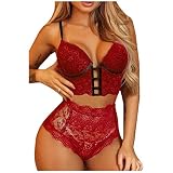 Damen Sexy Dessous Kleid Erotik Frauen Spitze Reizwäsche Lingerie Unterwäsche Babydoll Negligee Nachtkleid Sleepwear Sexy Temptation Transparente Unterwäsche Spitze Mesh Babydoll Unterw