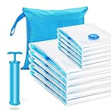 dowowdo Vakuumbeutel für Kleidung Bettdecken, 10 Stück Aufbewahrungsbeutel Reise 5 Groß 120x80 +5 Mittel 80x60 Vakuum Kleiderbeutel mit Staubsauger Handpumpe und Storage Bag für W