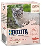 Bozita Häppchen in Soße Nassfutter mit Lachs im Tetra Recart 16x370g - Getreidefrei - nachhaltig produziertes Katzenfutter für erw