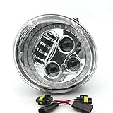 Chrome LED Scheinwerfer Engel Augen Mit DRL Für D avidson vrod vrscf v-rod (Silber)