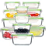 Glas-Frischhaltedosen mit Deckel, 100% auslaufsichere Glas-Mahlzeiten-Vorbereitungsbehälter, BPA-freie Glas-Bento-Boxen für Mittagessen (12 Deckel und 12 Behälter)