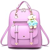 FiveloveTwo Damen Mädchen PU Leder Schultertasche Shopper Tragetaschen Umhängetasche Rucksackhandtaschen Rucksack Reise Taschen Mit Bär Ornamente Helles L