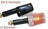 Motorrad Mini Blinker Flood schwarz klar E-geprüft für ATV BMW F 650 R 1100 CB 500 600 CBR Kawasaki ER GPZ Ninja Z Suzuki DR GS GSR GSX RGV Yamaha FZ DT RN XT XJ