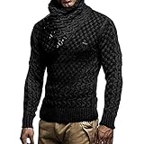 ZzCityTK Herrenpullover Strickpullover Tops Pullover Herren Spleißen Langer Slim Hoher Kragen Pullover Einfarbiges Sweatshirt Langarmpullover Lässige Bluse lockeres Hemd schmales Top