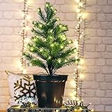 HI Künstlicher Weihnachtsbaum mit 50 LEDs im Topf 55 cm Tannenbaum Christbaum Dekobaum beleuchtet mit Lichterkette 55569