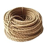 GreenSun Textilkabel 3 adrig, 10M Seil Kabel 3x0,75mm² Hanfseil Kabel Stoff Kabel Seil Lampe Vintage Kabel Stromkab