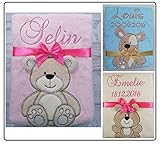 Kuschelige Babydecke mit Namen und Geburtsdatum GESCHENK Taufe GEBURT