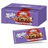 Milka Mandel Karamell 12 x 300g Großtafel, Zartschmelzende Milka Vollmilchschokolade mit Mandel-Kakaocrème-Füllung
