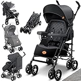 KIDIZ® Kinderwagen City-Pro Buggy Kinderbuggy klappbar Liegebuggy Sportwagen Faltbar 360° 6-Zoll-Rädern Inkl. Moskitonetz, Fußsack und Regenverdeck zusammenklappbar Schlaffunk