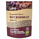 LOOV Bio Buchweizengrütze glutenfrei, 1 kg, roh, nicht wärmebehandelt, alle Nährstoffe konserviert, köstlich nussiger Geschmack, gut zum Keimen, Bio-Anbau im nordischen Klima, ohne Gentechnik