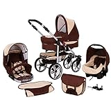 Kinderwagen 3in1 2in1 Set Isofix Buggy Kombikinderwagen X-Car by SaintBaby Schoko & Creme 4in1 Autositz +Isofix