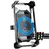 Motorrad Handyhalterung, 2 in 1 QI Drahtloses und QC 3.0 USB-Ladegerät Motorrad Handyhalter mit 360° Drehba Halter Verstellbarer für 4-7 Zoll Smartphone Samsung/Huawei/